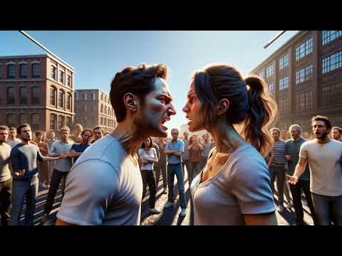 Một người đang tranh cãi gay gắt với người khác, thể hiện sự xung đột và bất đồng quan điểm